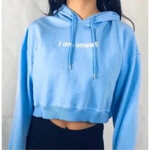 Blue Call Her Daddy Cropped Hoodie